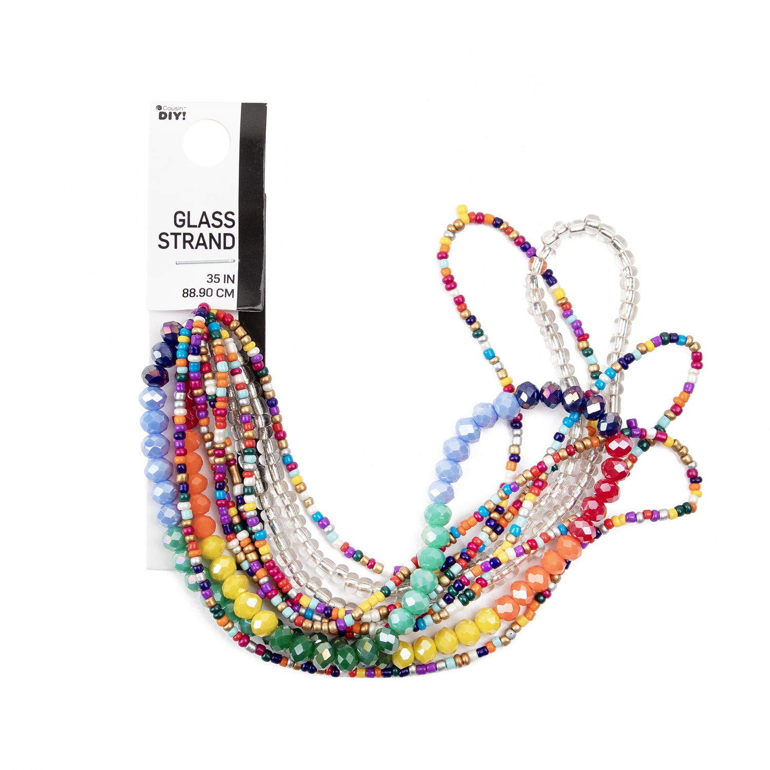 (2 pack) Cousin DIY 5-Strand Rainbow Seed Bead and Rondelle Necklace, 35 in, Adult Unisex