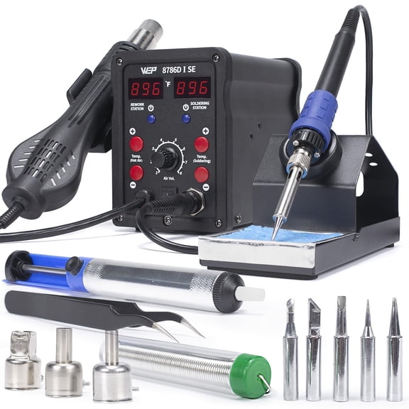 WEP 2-in-1 Soldering Station 8786D-I SE with Soldering Iron Hot Air Gun Stand