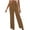 Brown, variant on Jacenvly Pants for Women Straight-Leg Pants Extra Long High Waisted Pocket Plain Trouser Pants for Women Fashion Casual Solid Color Pants Zippers Comfortable Lace up Pants