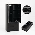 thumbnail image 4 of 72" Tall 2 Doors Armoire Wardrobe Closet with 2 Drawers and Mirror, Multifunctional Wooden Wardrobe Storage Cabinet with Induction Light for Bedroom,Black, 4 of 8