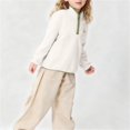 thumbnail image 2 of Nestiefly Boys Pullover Hoodis Sweatshirt Solid Fleece Quarter Zip Fall Clothes for Boys White 110, 2 of 10
