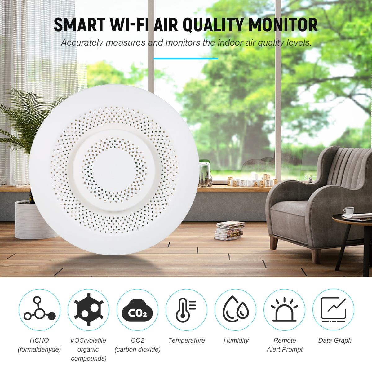 Quality Smart Air Quality Monitor Indoor Air Quality Meter Tester With App Alarm And Data Logger For Testing VOC Carbon Dioxide CO2 Temperature Humidity