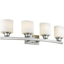 Pemberly Row 4 Light Brushed Nickel Bath Vanity Light Opal White Glass 32" Wide