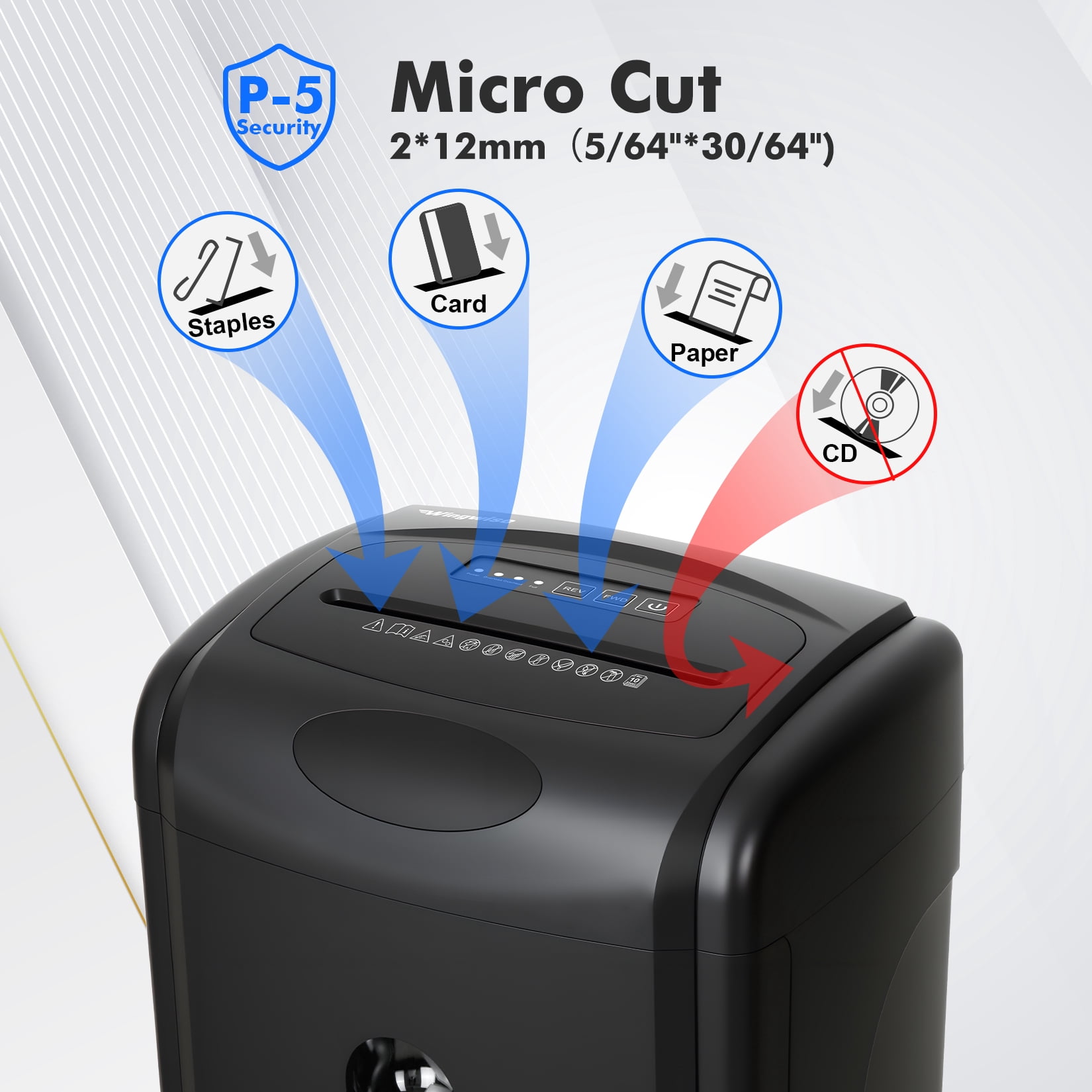 Wingwise Paper Shredder, 10 Sheets P5 Cross Cut Shredder, 7.9 Gallon Bin, CD/Credit Card Shredder , Home & Office Use