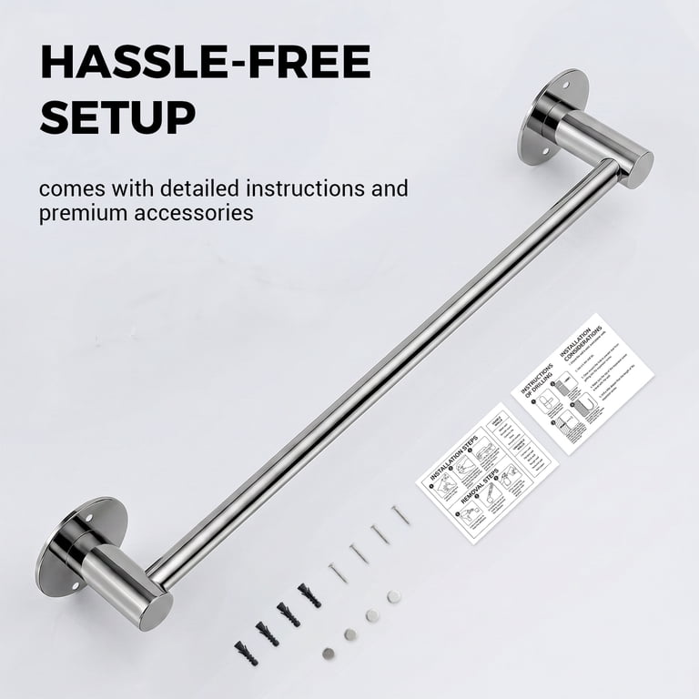COWIN Self-Adhesive Towel Bar, 20 In, Silver photo 4