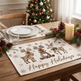 thumbnail image 2 of 2026 Christmas Home Party Decoration Christmas Reindeer Linen Placemats Waterproof Heat Table Mats Holiday Dining Table Decor Christmas Celebration Party Supplies, 2 of 6