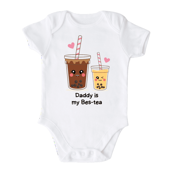 Daddy Is My Bes-Tea Baby Bodysuit, Newborn Outfit, Baby Clothes, Gift for Children 0-3m White