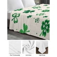 thumbnail image 5 of King Size Flat Sheet Only, Lucky Day, Soft Brushed Microfiber Bed Sheets, St. Patrick's Shamrock Rustic Clover Green Hotel Quality Breathable Bedding Top Sheet, Easy Care, 90"x102", 5 of 9