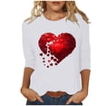 thumbnail image 3 of VKOYWKM Womens Valentine's Day Shirts Heart Print Tees Cute Tops Holiday 3/4 Sleeve T Shirts Casual Crew Neck Romantic Tshirts, 3 of 5