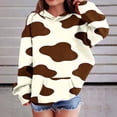 thumbnail image 2 of SERTGUTR Girls' Hoodie Pullover Cow Print Drop Shoulder Kangaroo Pocket Long Sleeve Ribbed Cuffs Hem Relaxed Fit Soft Polyester Top School Everyday Wear Outerwear, 2 of 6