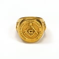 thumbnail image 3 of Fashion Rhinestone Masonic Ring 14K Yellow Gold Charm Jewelry Exquisite Mason Freemason Women Men Ring, 3 of 6