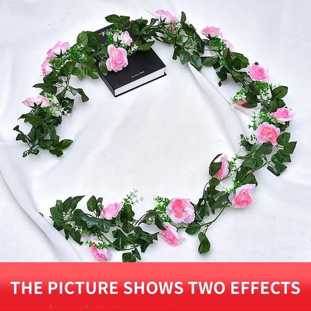 PVCS Artificial Rose Flower Rattan Wall Hanging Indoor Windin Decoration Fake Flower for Home Decor