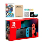 Nintendo Switch Neon Red Blue Joy-Con Console Set, Bundle With Pokemon Sword And Mytrix Accessories
