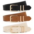 thumbnail image 1 of Pantalones vaqueros de cuero Belt XZQTIVE para mujer con hebilla dorada, 1 of 5