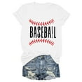 thumbnail image 5 of TODOZO Hot Sale!! Baseball Shirt for Women Baseball Mom Shirt Baseball Letter Graphic Tee Game Day Short Sleeve Tops American Flag Shirts for Women White S, 5 of 6