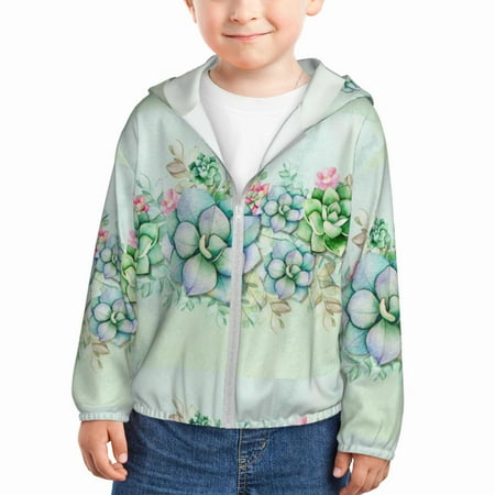 

Zeuib Succulent Print Girls & Boys Sun Protection Hoodie with UPF 50+ Children’s Quick-Dry Jacket Perfect for Outdoor Activities-4 Years