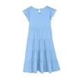 thumbnail image 5 of ATOGUTA Puffy Dress for Girls Short Sleeve Ruffled Pockets Luau Girls Dress Blue, Size 6M-15, 5 of 5