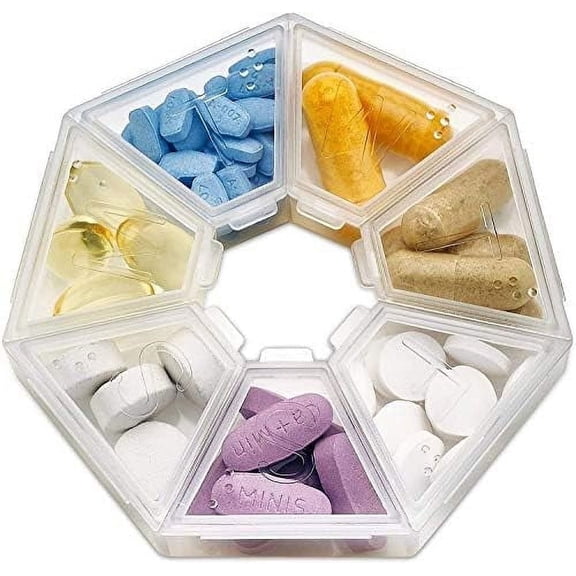 MEDca Round 7-Day Pill Organizer, Clear Medicine Reminder & Container