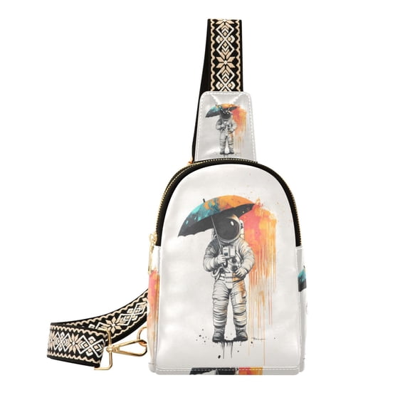 FORMRS Womens Crossbody Sling Bag Travel Daypack Shoulder Chest Backpack, White Astronaut