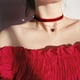 thumbnail image 2 of Collar de gargantilla roja para mujer, gargantilla ajustable de amor para niñas, gargantilla gótica de terciopelo, 2 of 3