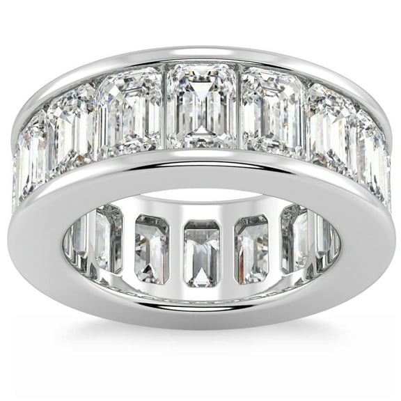 Pompeii 11 1/2Ct Emerald Cut Diamond Eternity Ring Channel Set 14k Gold Lab Grown