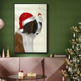 thumbnail image 6 of Christmas St Bernard and Fluffy Owl - Framed Gallery Wrapped Holiday Canvas - 25 x 37 - Black Frame, 6 of 8