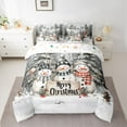 thumbnail image 2 of Homewish Kawaii Cartoon Snowman Twin Bedding Sets 7-Piece for Kids, Winter Christmas Bedding Comforter Set, White Grey Reversible Sheet Sets, Lightweight Room Decor, 2 of 7