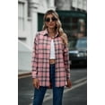 thumbnail image 1 of Camisa de manga larga a cuadros para mujer, con botones, mezcla de lana, chaqueta fina, blusa informal con bolsillo, 1 of 5