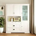 thumbnail image 3 of Harper & Bright Designs Farmhouse Kitchen Pantry Cabinet with Door and Shelves, Tall Kitchen Storage Cabinet with Drawer, Freestanding Hutch with Adjustable Shelves, 78.3", White, 3 of 15