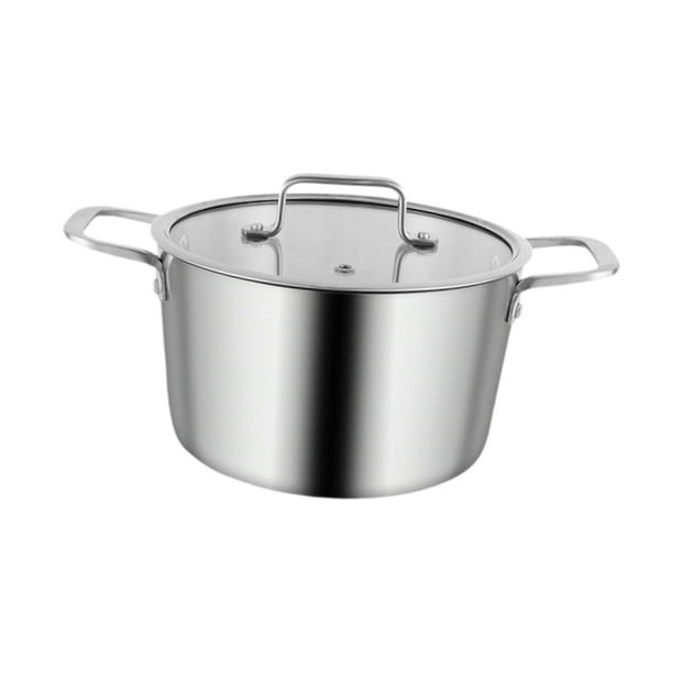 Olla de acero inoxidable para sopa, tapa visible, olla de inducción, resistente, para caldo, sopa, enlatado, catering 20 centímetros