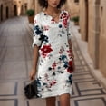 thumbnail image 2 of Gibobby Vestido Mujer Casual de Playa Verano Mujer Verano Casual Retro Estampado de flores Cuello en V Longitud media Vestido de manga media(Rojo,CH), 2 of 4