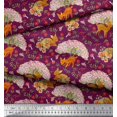 thumbnail image 3 of Soimoi Polyester Crepe Fabric Tree,Floral & Deer Animal Print Sewing Fabric Yard 42 Inch Wide, 3 of 3