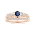 thumbnail image 4 of ANGARA Natural Aeon Sapphire & Diamond Three Stone Engagement Ring in 14K Rose Gold for Women (Size-4mm) | September Birthstone, Anniversary, Jewelry Gift for Women | Natural Sapphire Ring, 4 of 9