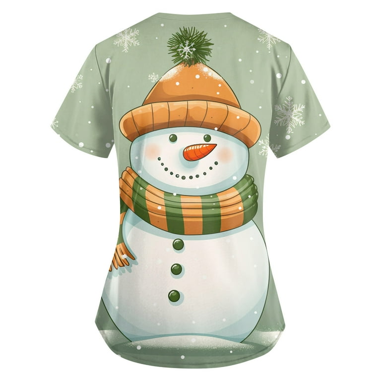 Homozy Christmas Short Sleeve Women's Black Scrub Tops S-5xl Plus