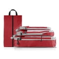 thumbnail image 1 of Bolsa de viaje de 4 piezas, bolsa de almacenamiento de embalaje plegable, clasificación de ropa de artículos visibles de malla para viajes, viajes de negocios, rojo, 4 piezas (incluida la bolsa d, 1 of 12