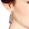 thumbnail image 3 of Green Aventurine Cluster Purple Shell Drop Sterling Silver Earrings, 3 of 4