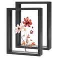 thumbnail image 1 of Paquete de 2 Marcos de Flores Prensadas de Madera, Marco de Imagen Flotante Doble de Acrílico de 5 x 7 Pulgadas para Flores Secas/Mesa/DIY/Artesanías [Negro], 1 of 7