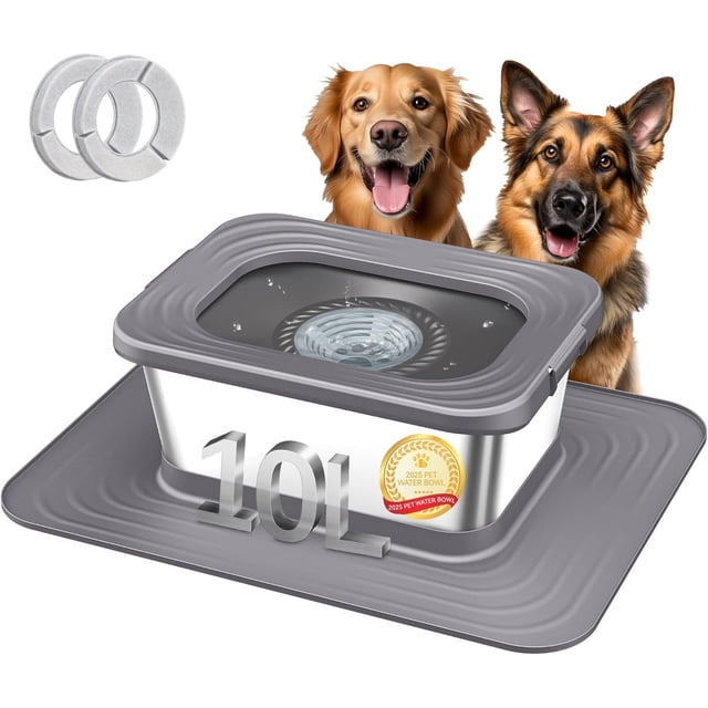 Bebedero para perros Decflow de acero inoxidable de 10 L, antiderrames