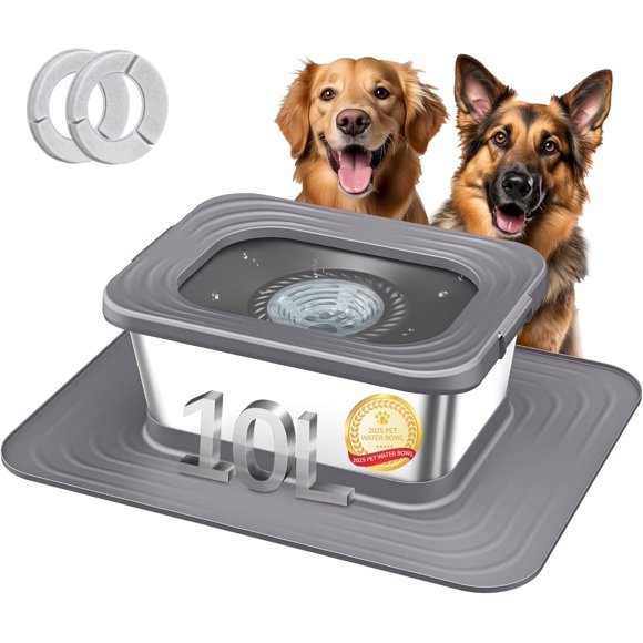 Bebedero para perros Decflow de acero inoxidable de 10 L, antiderrames