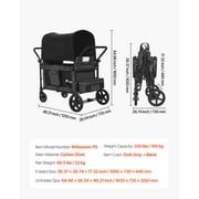 KFFKFF Four-Child Buggy, Adjustable Handle Quad Folding Carriage, Safety Straps & Detachable Shade, Quad Seating Buggy for Outdoor Activities, Charcoal Grey & Ebony (330LBS Capacity)