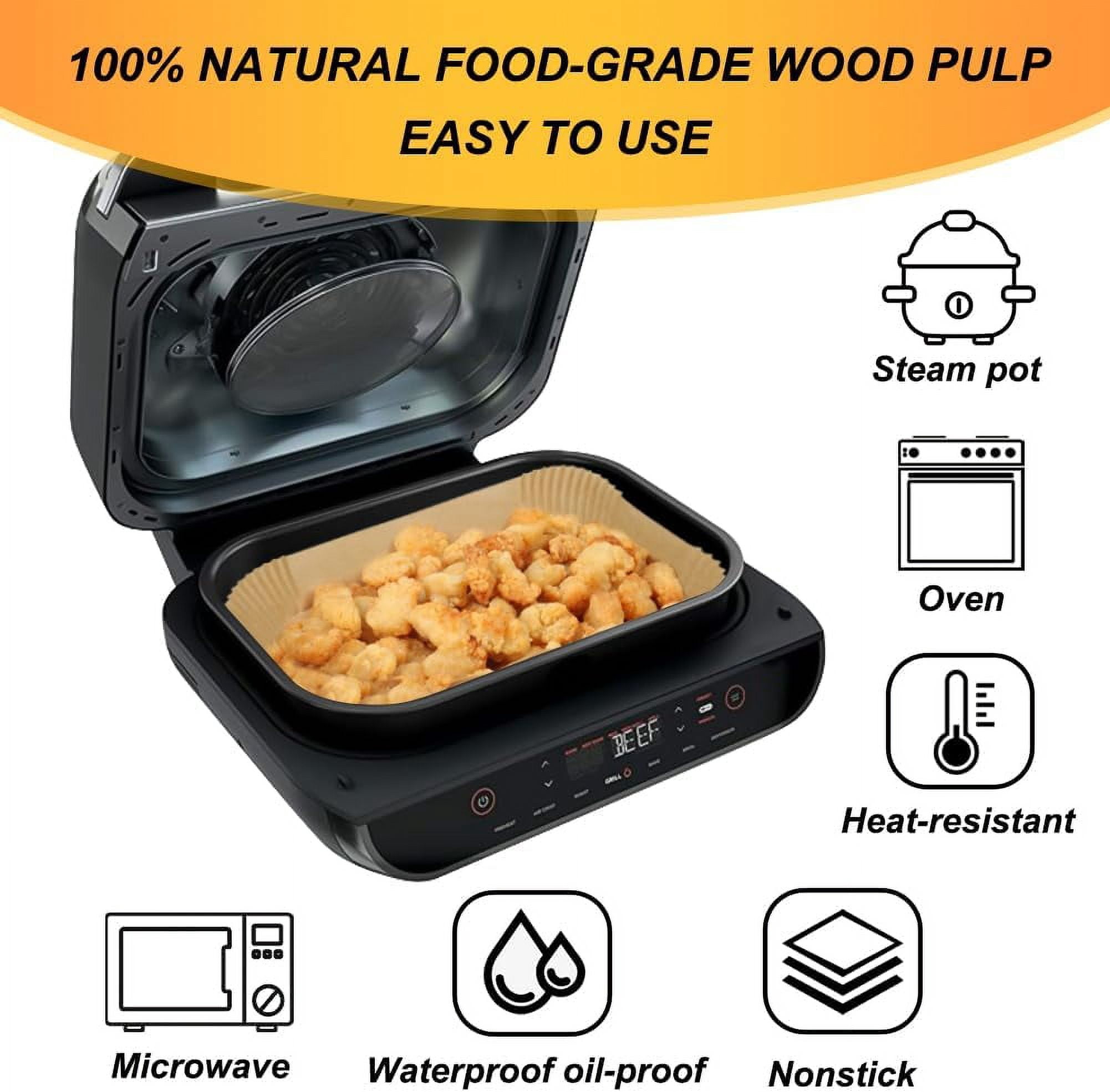 Air Fryer Liners for Ninja FG551/DG551/IG651 Foodi Smart XL Indoor Grill, Set of 100, Rectangle Parchment Paper Liners, Grill Accessories
