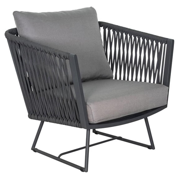 Afuera Living Modern Aluminum Lounge Chair in Dark Gray