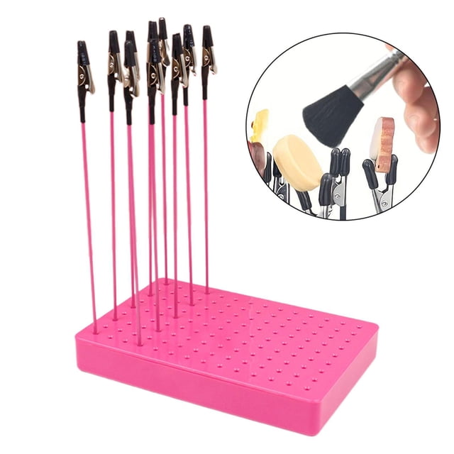 Soporte de soporte de pintura de 10X Pintura Herramientas de modelado Base Sticks para manualidades de tarjetas Memo de modelado de pasatiempos Rosa y 10 clips