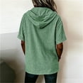 thumbnail image 5 of LEKWK Striped Casual Shirts for Women Hooded Short Sleeve Zipper Tunic Shirts Loose Fit Breathable Comfy Summer Tops Fashion Beach Vacation Daily Wear, 5 of 6