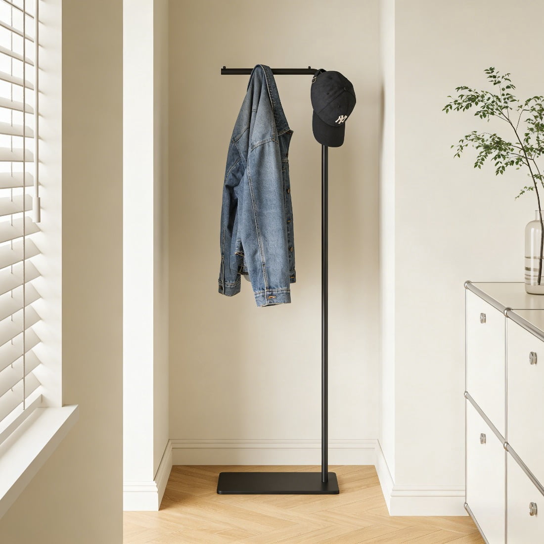 Metal Coat Rack with Storage Shelf, Sturdy Freestanding Clothes Hanger for Entryway & Office Use