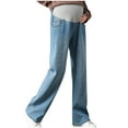 thumbnail image 2 of Gpaecead Women's Maternity Jeans Over Belly Comfy Stretch Boyfriend Jeans Denim Pregnancy Pants Light Blue, 2 of 9