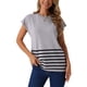 thumbnail image 1 of Suéter sin mangas de cuello redondo a rayas para mujer Inspire Chic, chaleco casual de manga corta, pulóver de punto acanalado, tops de tanque XL gris, 1 of 6