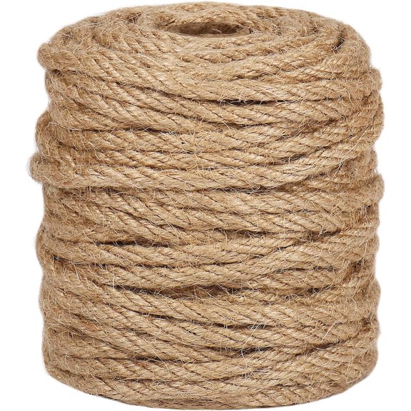 5mm Jute Rope, 98 Feet Strong Natural Jute Twine for Crafts, Cat Scratching Post, Garden Plants, Bundling and Hanging (Brown)