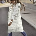 thumbnail image 5 of Juebong Long Puffer Vest Womens Sleeveless Hooded Jackets Windproof Warm Button Down Jacket Outerwear Winter Vests with Pockets White,S, 5 of 8