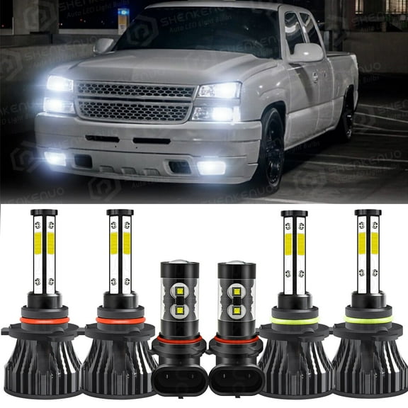 9005 9006 9145 Combo LED Headlight Fog Light Bulbs for Chevy Silverado 1500 2500 3500 2003-2006